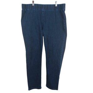 Soft Surroundings Pull-On Blue Jeans, Size X-Large (18) Petite, Soft Denim